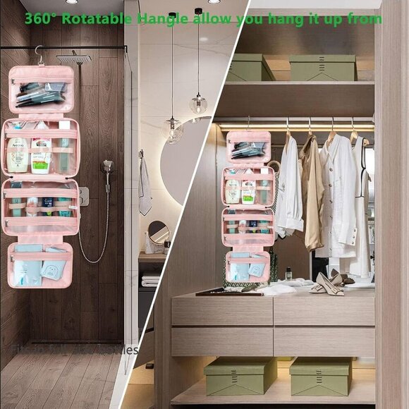 Travel Toiletry Bag,Hanging Toiletry Bags for Traveling Women, Water-resistant M - Picture 6 of 7